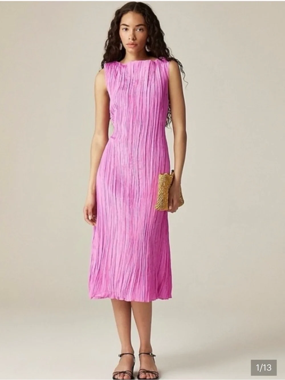 J Crew Sleeveless Pink/lilac Sheath Midi Dress